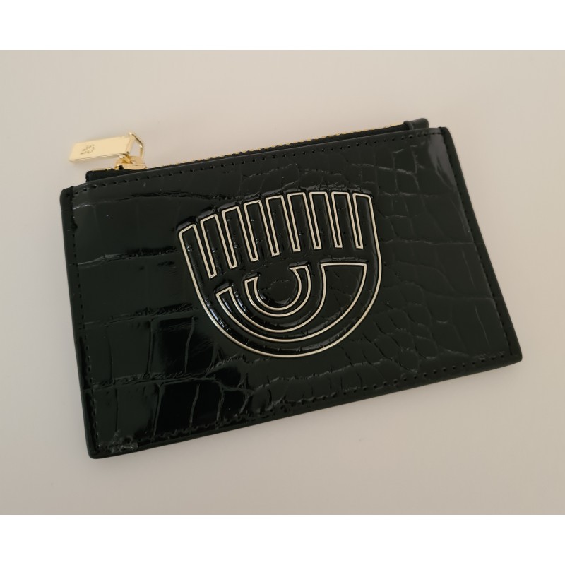 CHIARA FERRAGNI - FRAME EYE Leather Card Holder - Black