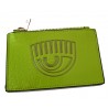 CHIARA FERRAGNI - FRAME EYE Leather Card Holder - Neon Green