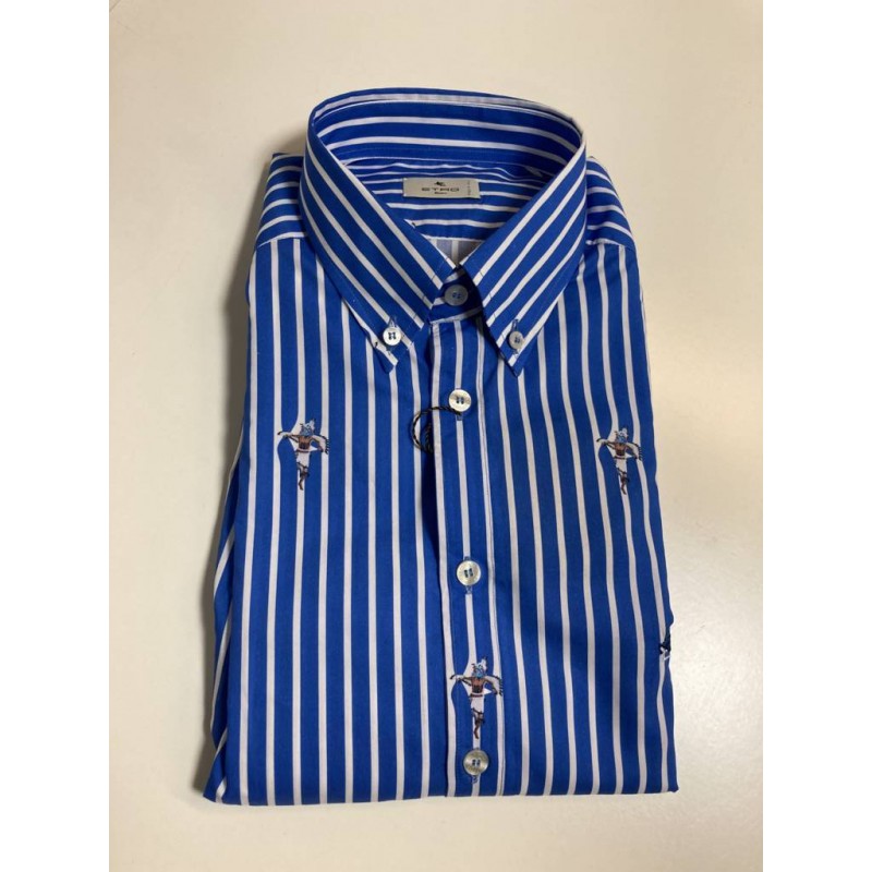 Etro u. -  Striped shirt with logo - Light Blue / White