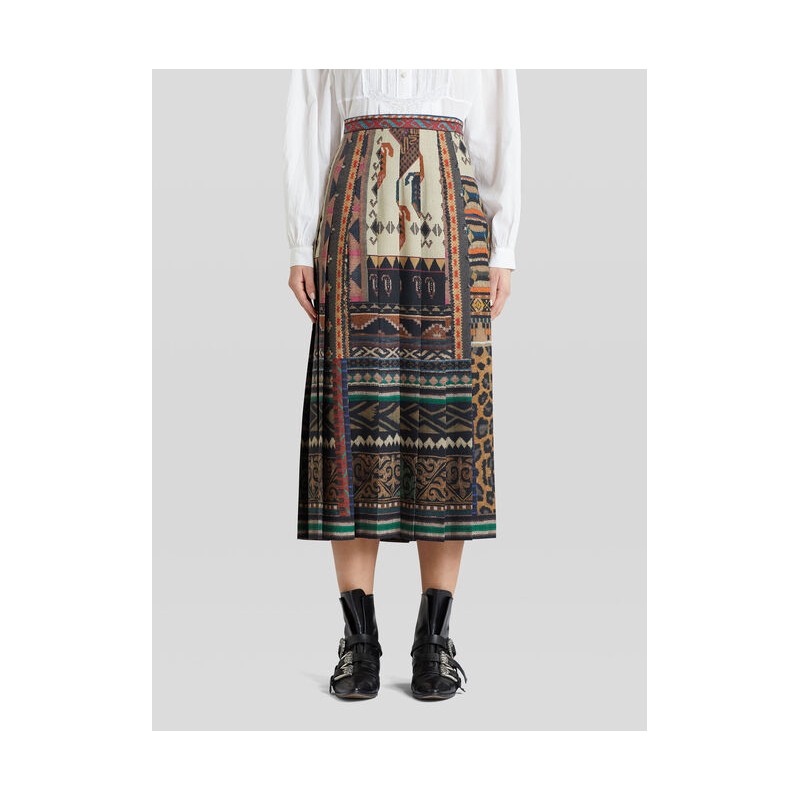 ETRO - Pleated Skirt with Print - Multicolor