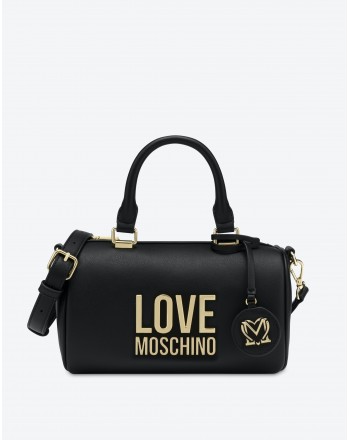 LOVE MOSCHINO - GOLD METAL LOGO Bag - Black