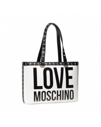 LOVE MOSCHINO - Borsa Shopping Mega Logo - Bianco