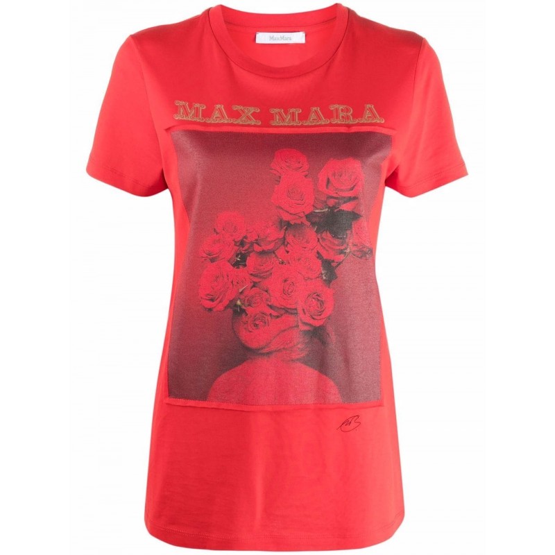 MAX MARA - T-Shirt in Cotone ROSSO - Rosso