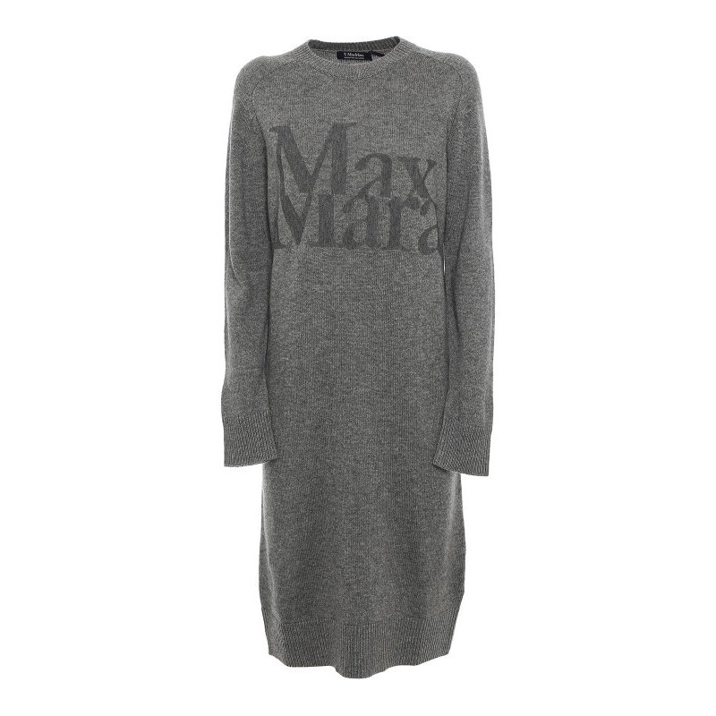 S MAX MARA - CURSORE Wool and Cashmere Dress -Medium Grey