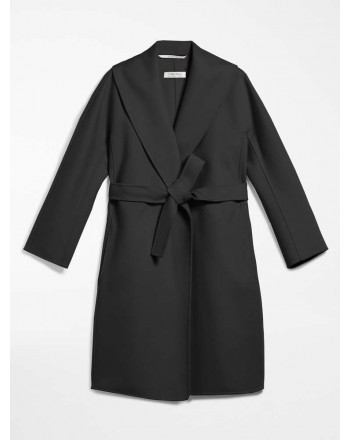 S MAX MARA - MESSI Wool Dressing Gown Coat - Black