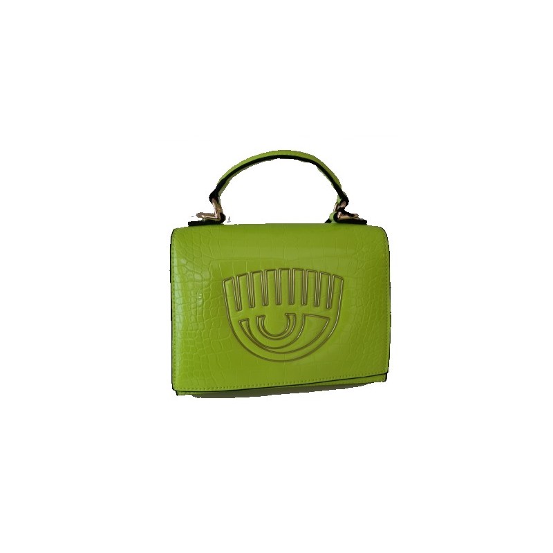 CHIARA FERRAGNI - FRAME EYE Leather Bag - Neon Green