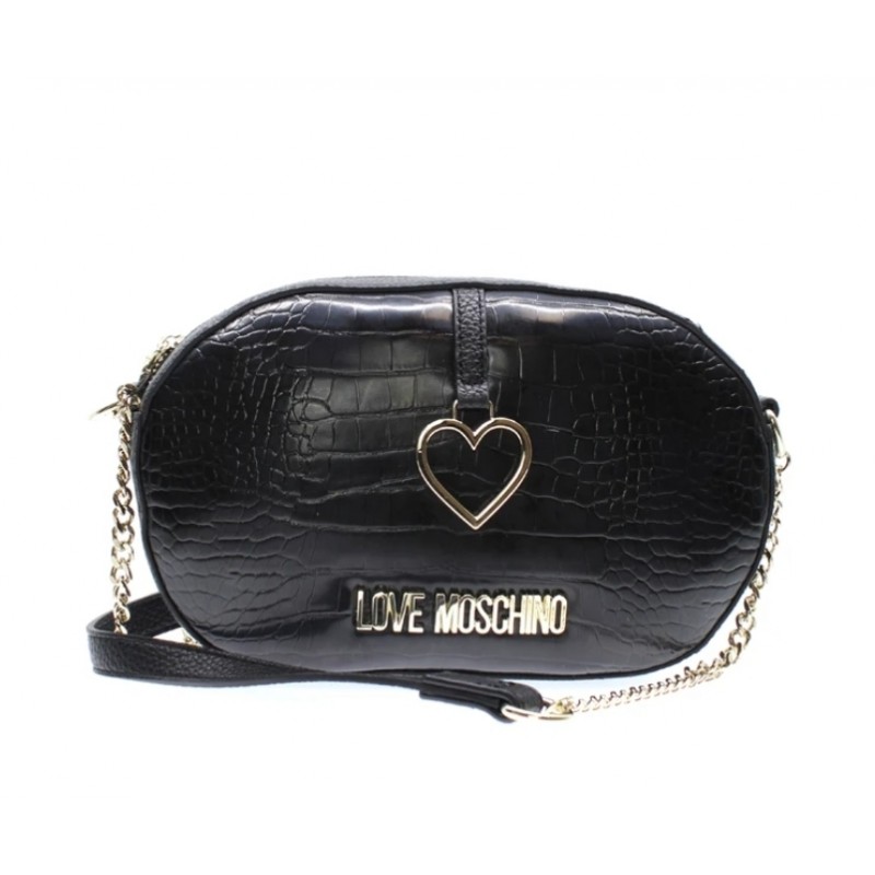 LOVE MOSCHINO - Oval Bag Croco Printed - Black