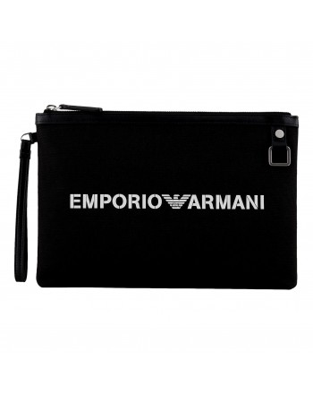 EMPORIO ARMANI - Cordura pouch with bond logo Y4R342 - Black
