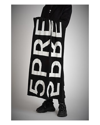 5 PREVIEW - Blended Wool Logo Scarf  - Black