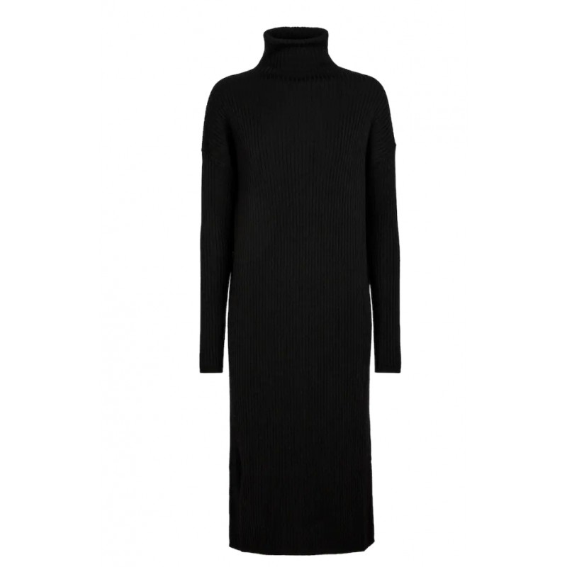 S MAX MARA - VICINO Turtleneck Wool Dress - Black
