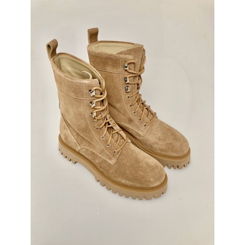EMANUELLE VEE - Suede lace-up boots 412M-100-15 - Beige