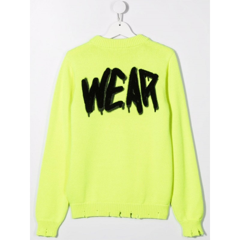 GCDS BABY - Sweater with graffiti motif 028445 - Fluo Yellow