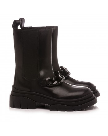ASH - MUSTANG STORM CHAIN Leather Boots -Black