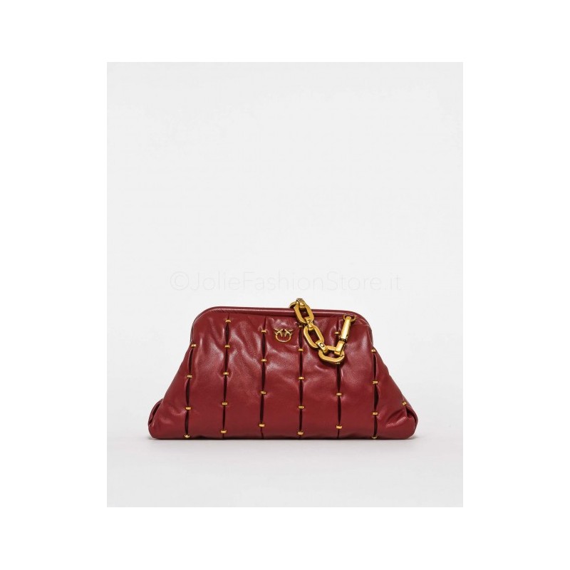 PINKO - MAXY CHAIN CLUTCH PINCHED  Bag  - Daerk Red