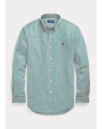 POLO RALPH LAUREN - Slim-Fit striped poplin shirt 710849298 - Pine / White