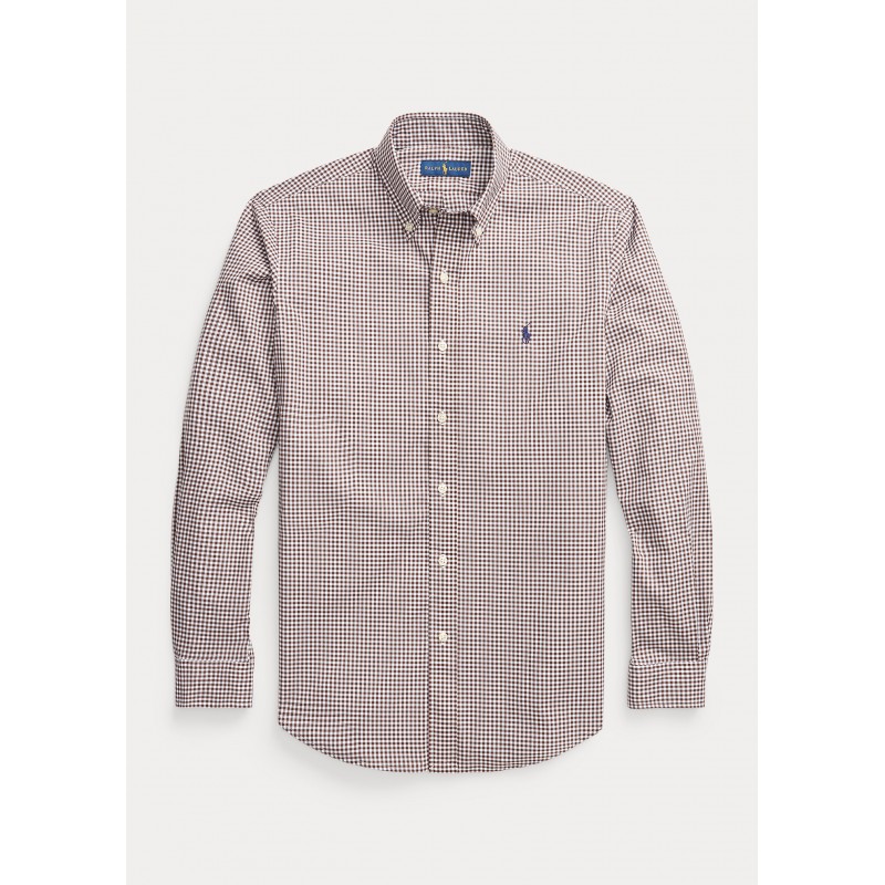 POLO RALPH LAUREN - Custom-Fit poplin vichy shirt 710853390 - Brown / White