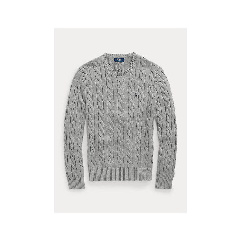 POLO RALPH LAUREN - Cable-knit cotton sweater 710775885 - Gray Heather