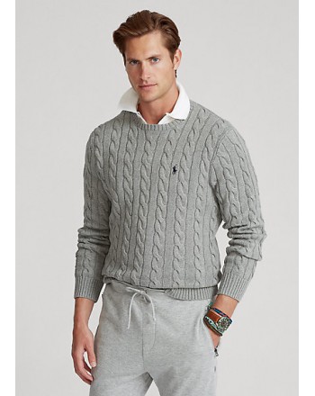 POLO RALPH LAUREN - Cable-knit cotton sweater 710775885 - Gray Heather