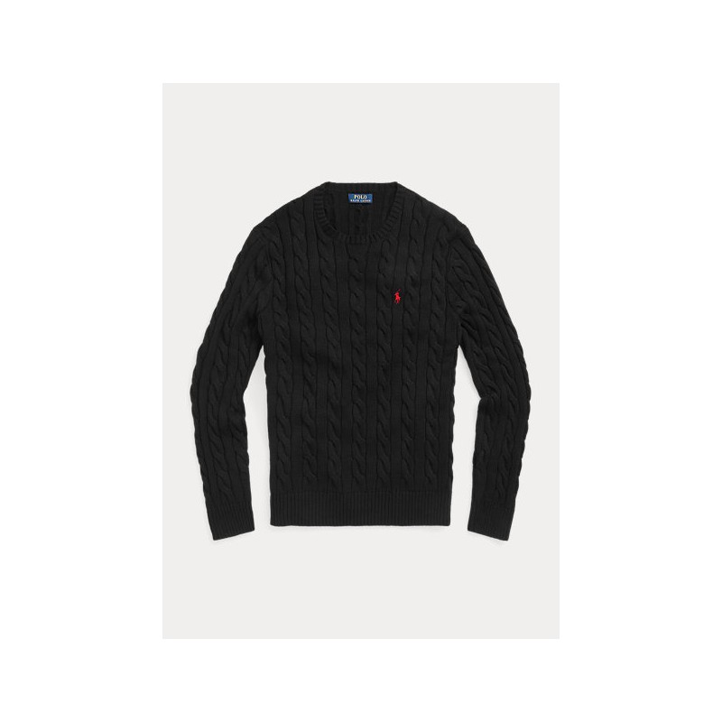 POLO RALPH LAUREN - Cable-knit cotton sweater 710775885 - Black