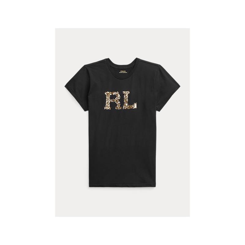 POLO RALPH LAUREN KIDS - Paillettes Logo T-Shirt - Black