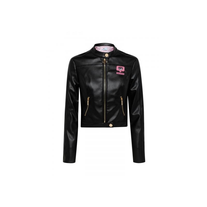 CHIARA FERRAGNI - SMOOTH BLACK Biker Jacket - Black