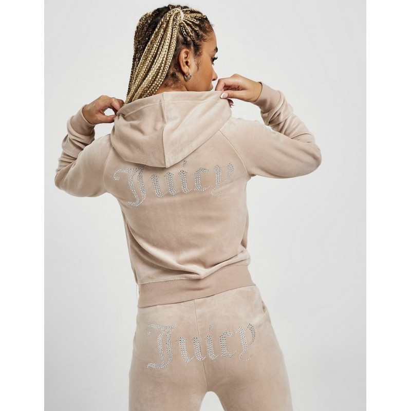 JUICY COUTURE - ROBERTSON DIAMANTE Hoodie - Warm Taupe