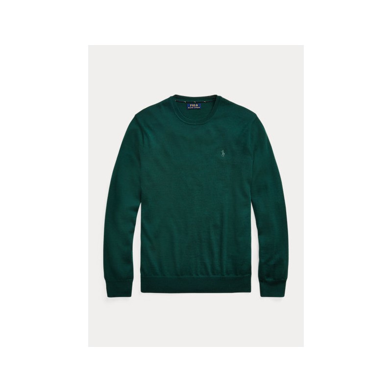 POLO RALPH LAUREN - Washable wool sweater around the neck 710714346 - College green