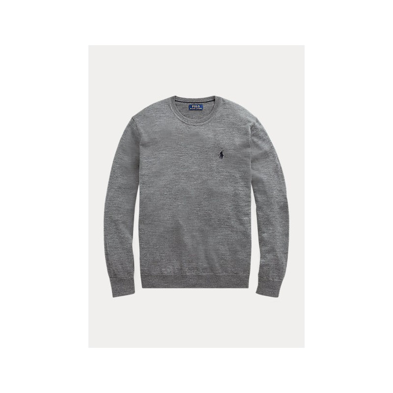 POLO RALPH LAUREN - Maglia in lana lavabile girocollo 710714346 - Grey heather
