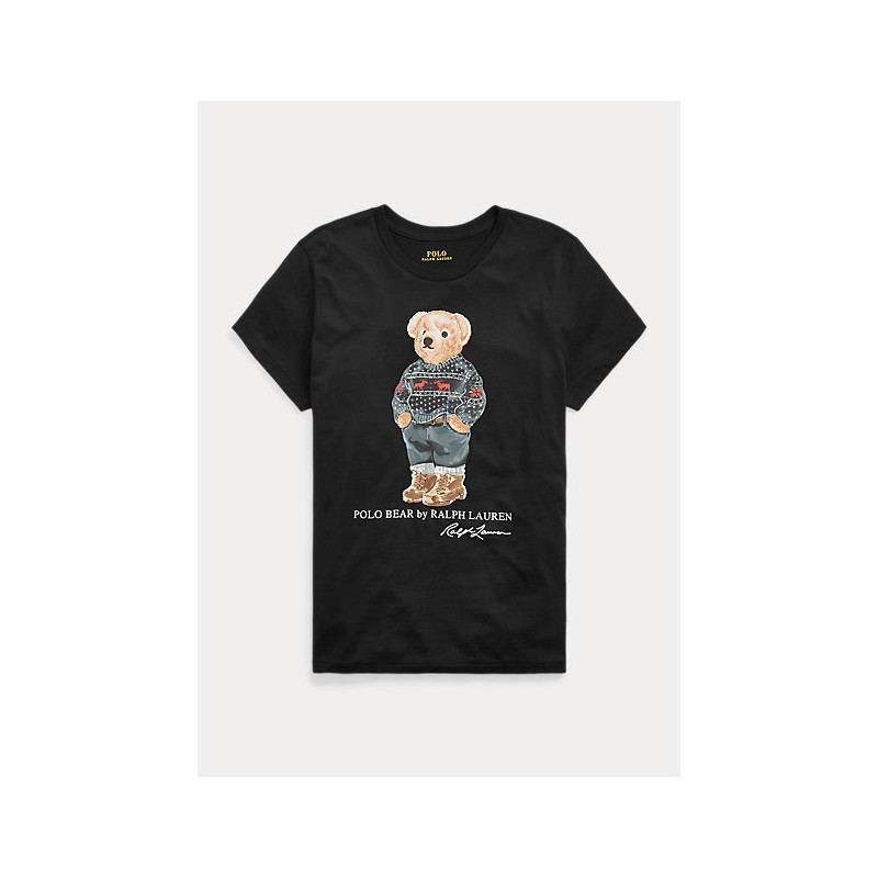 POLO RALPH LAUREN - SKI POLO BEAR Cotton T-Shirt - Black