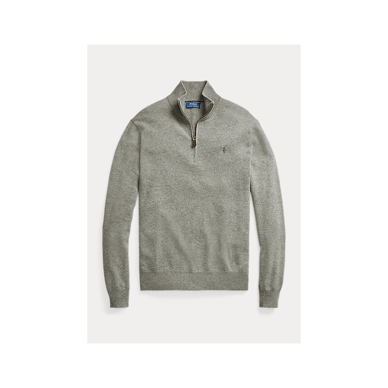 POLO RALPH LAUREN - Merino wool sweater with zip 710723053 - Grey