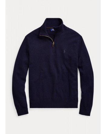 POLO RALPH LAUREN - Merino wool sweater with zip 710723053 - Navy