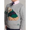 POLO RALPH LAUREN - Maglia in cotone e lana con bulldog 321/322851001 - Grigio