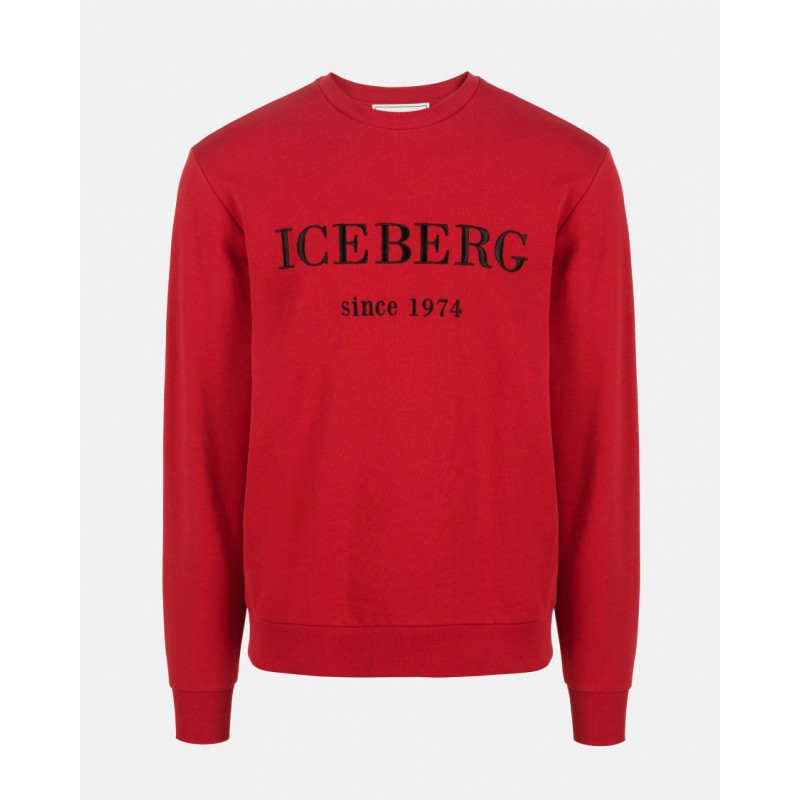 ICEBERG - Roundneck Fleece with Logo - Bordeaux