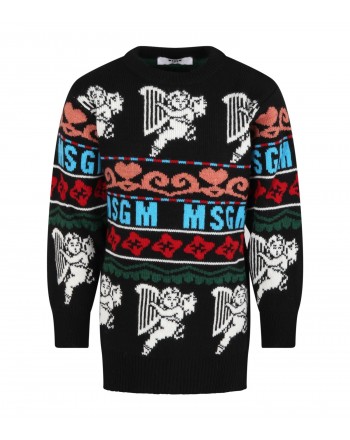 MSGM - Black girl sweater with logo MS027751 - Black