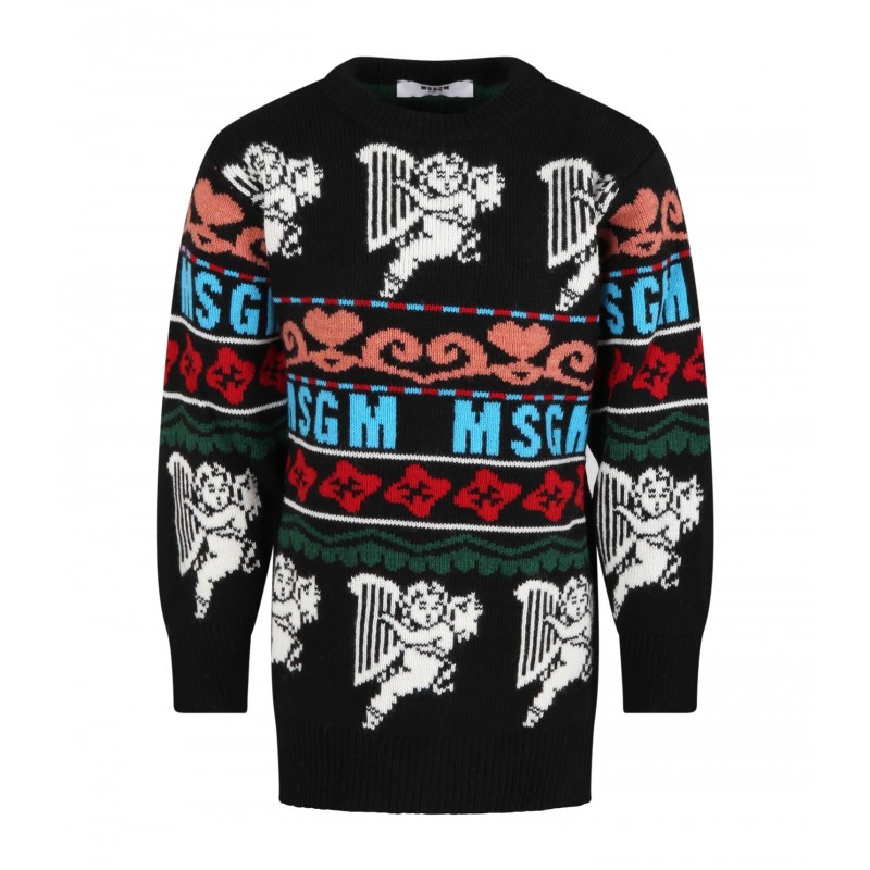 MSGM - Black girl sweater with logo MS027751 - Black