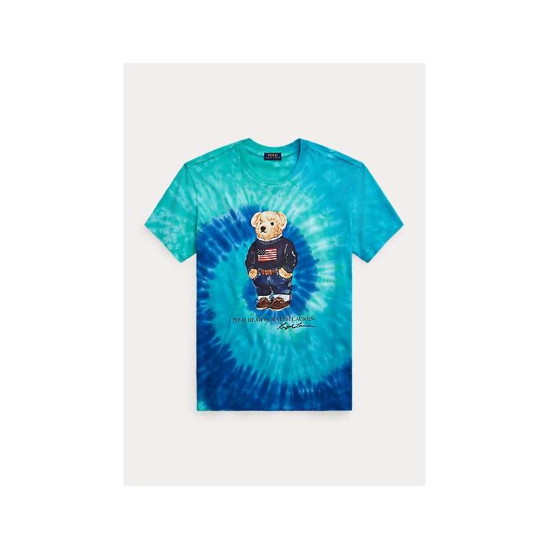 POLO RALPH LAUREN KIDS - Tie Dye Knit POLO BEAR T-Shirt-  Blue