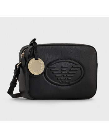 EMPORIO ARMANI - Maxi Eagle Leather Mini Bag - Black