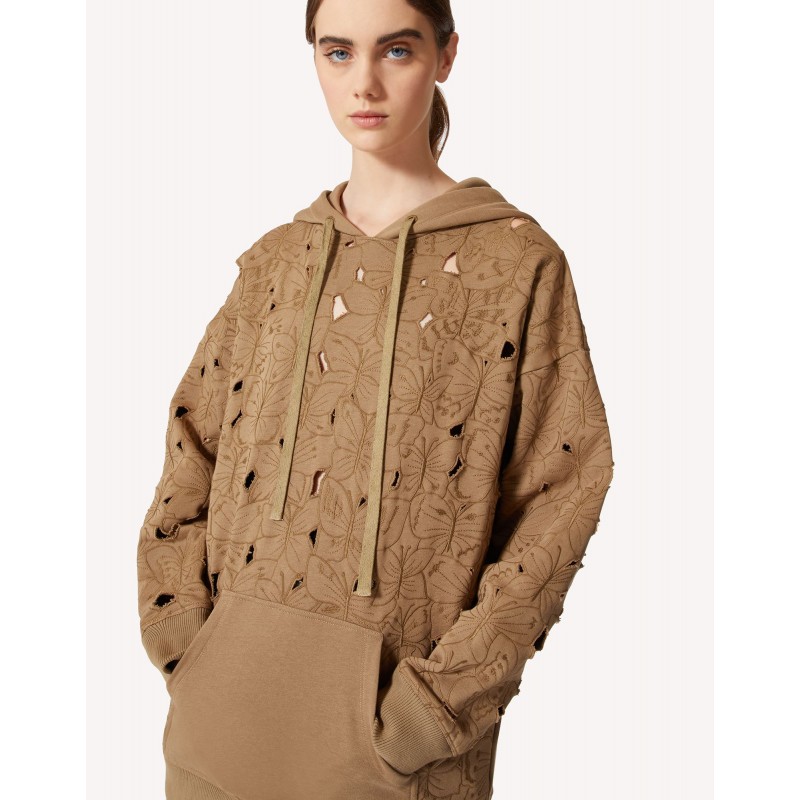 RED VALENTINO - Cut Out Butterflies Fleece - Army