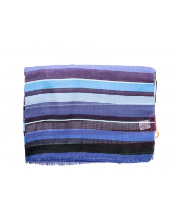 GALLO -Cotton, Modal and Cashmere Striped Scarf - Copy Blue