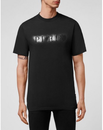 PHILIPP PLEIN - T- Shirt in Cotone Spray Effect - Nero