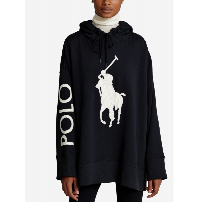 POLO RALPH LAUREN - Hooded sweatshirt with slide - Black