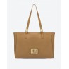 LOVE MOSCHINO - Metallic Logo Shopping Bag - Biscuit