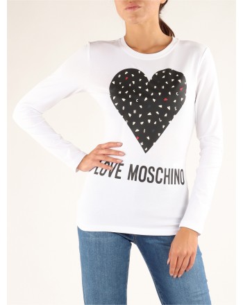 LOVE MOSCHINO - Cotton Heart Printed T-Shirt - White