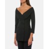 PHILOSOPHY di LORENZO SERAFINI - Double Breasted Jacket with Low Shoulders - Black
