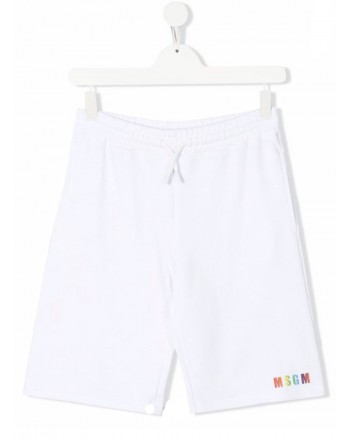 MSGM - Shorts sportivi con stampa MS028897 - Bianco
