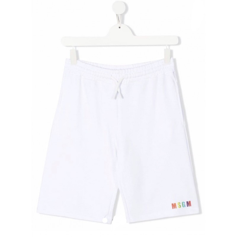 MSGM - Shorts sportivi con stampa MS028897 - Bianco