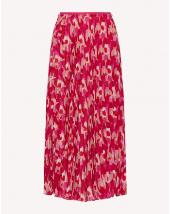 RED VALENTINO - Crepe de Chine Heart Patterned Skirt - Bubble Pink