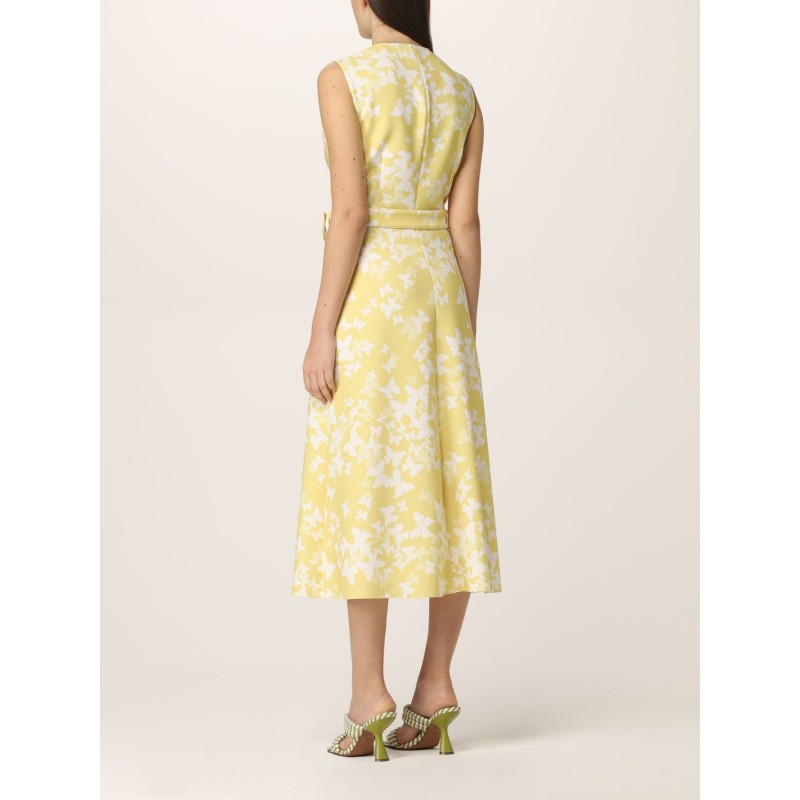 RED VALENTINO - Abito in Cady a Stampa Farfalle - Canary