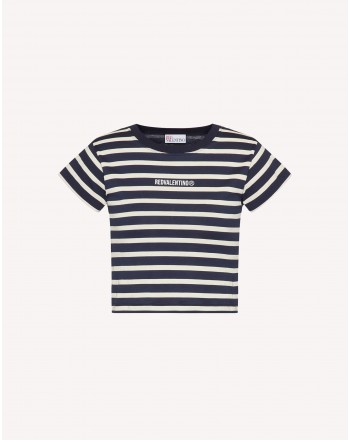 RED VALENTINO - Cotton Striped T-Shirt - Blue/Ivory