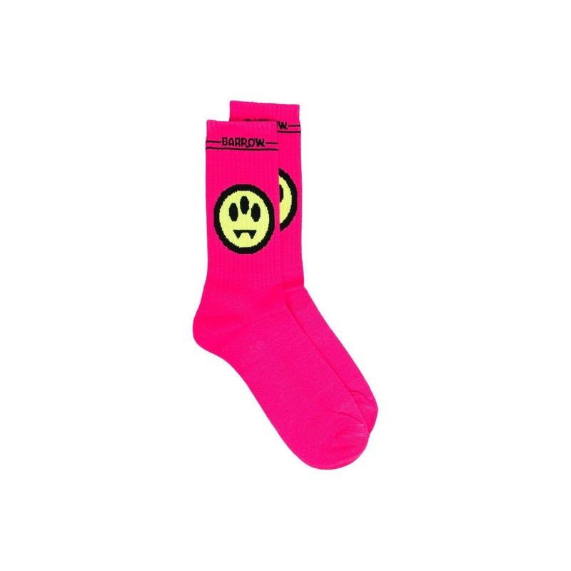 BARROW - Ribbed socks with logo - Fuchsia Fluo